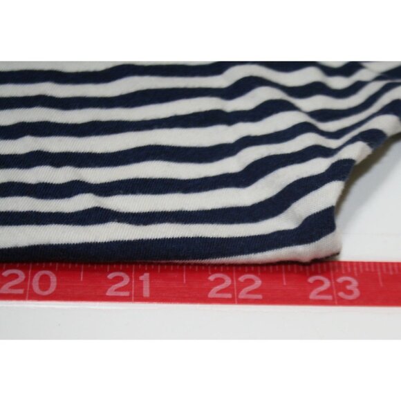 Stateside Womens M Turtleneck Short Sleeve Dress Navy Stripe Preppy Coastal Chic - Picture 6 of 7